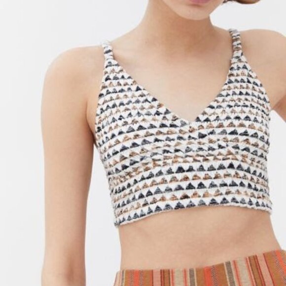 Urban Outfitters Tops - UO Louisa Jacquard Smocked Cropped Top